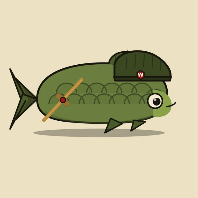 WarCarp mascot: a green carp wearing an army helmet